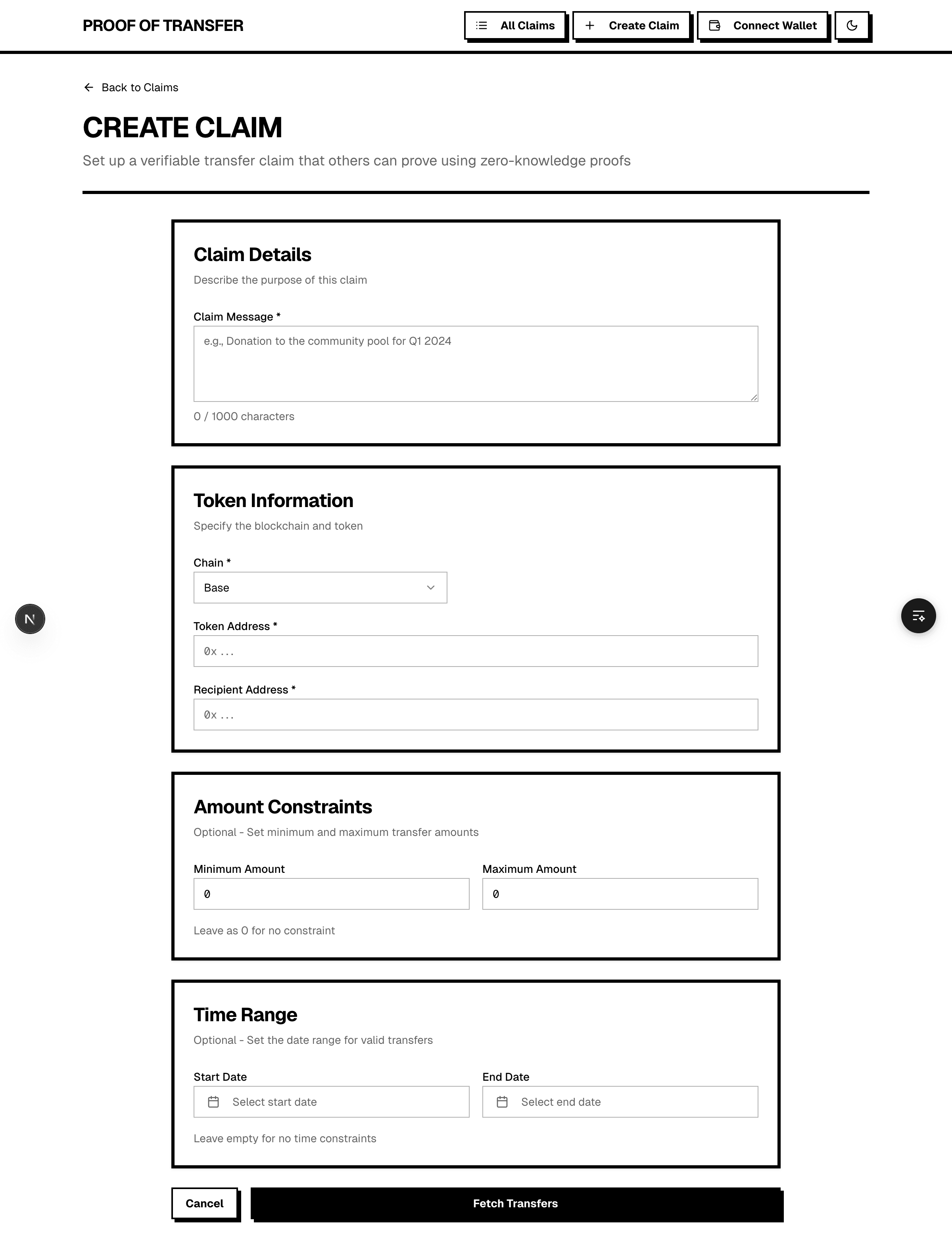 Create claim form